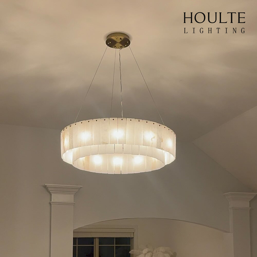 Sawyer Alabaster Round Chandelier 80cm D