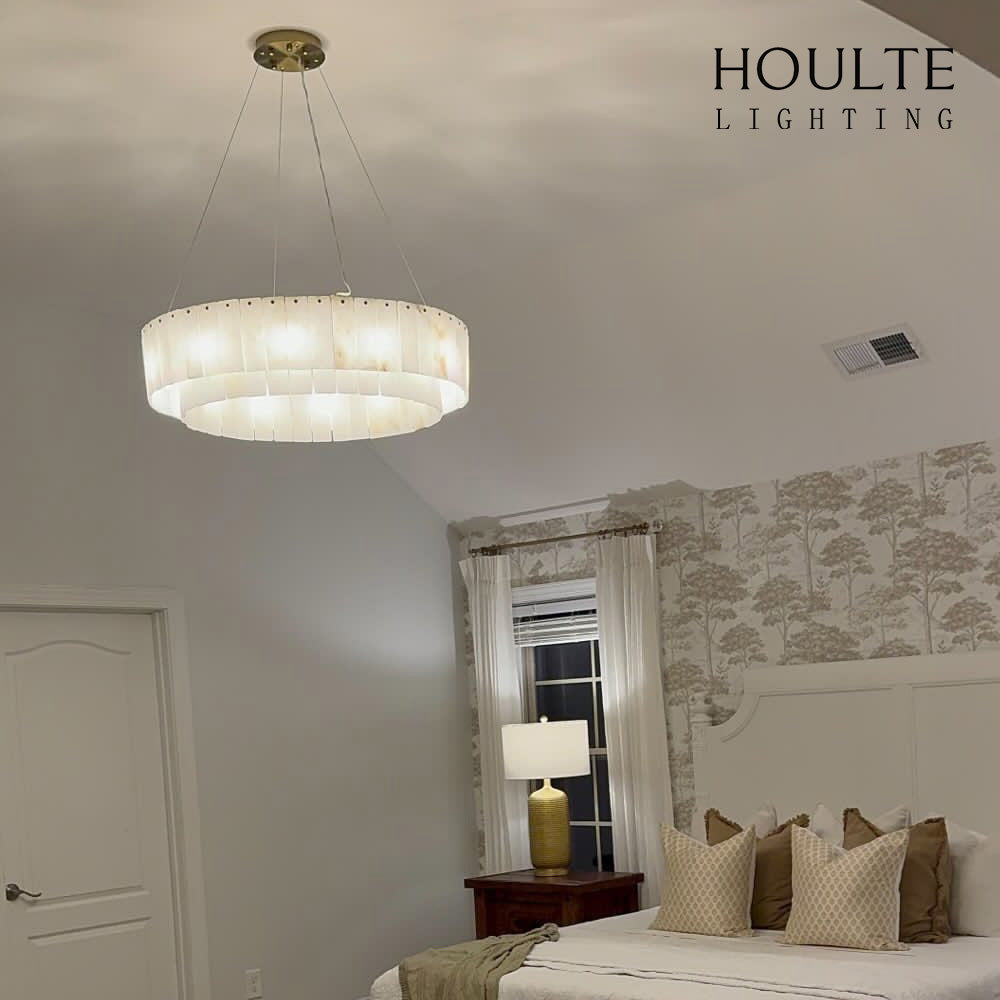 Sawyer Alabaster Round Chandelier 80cm D