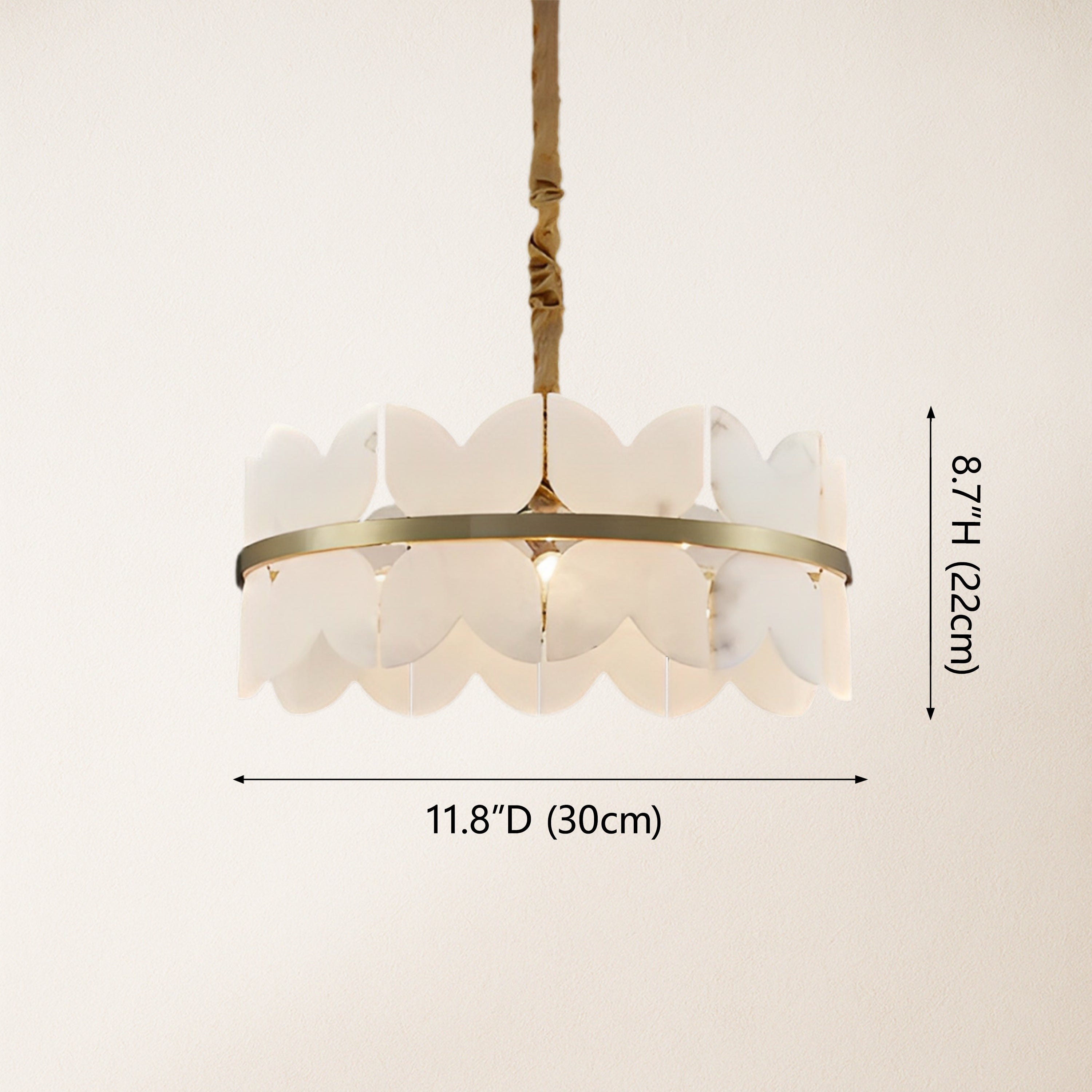 Cloudscape Alabaster Brass 1-Layer Chandelier  30cm D
