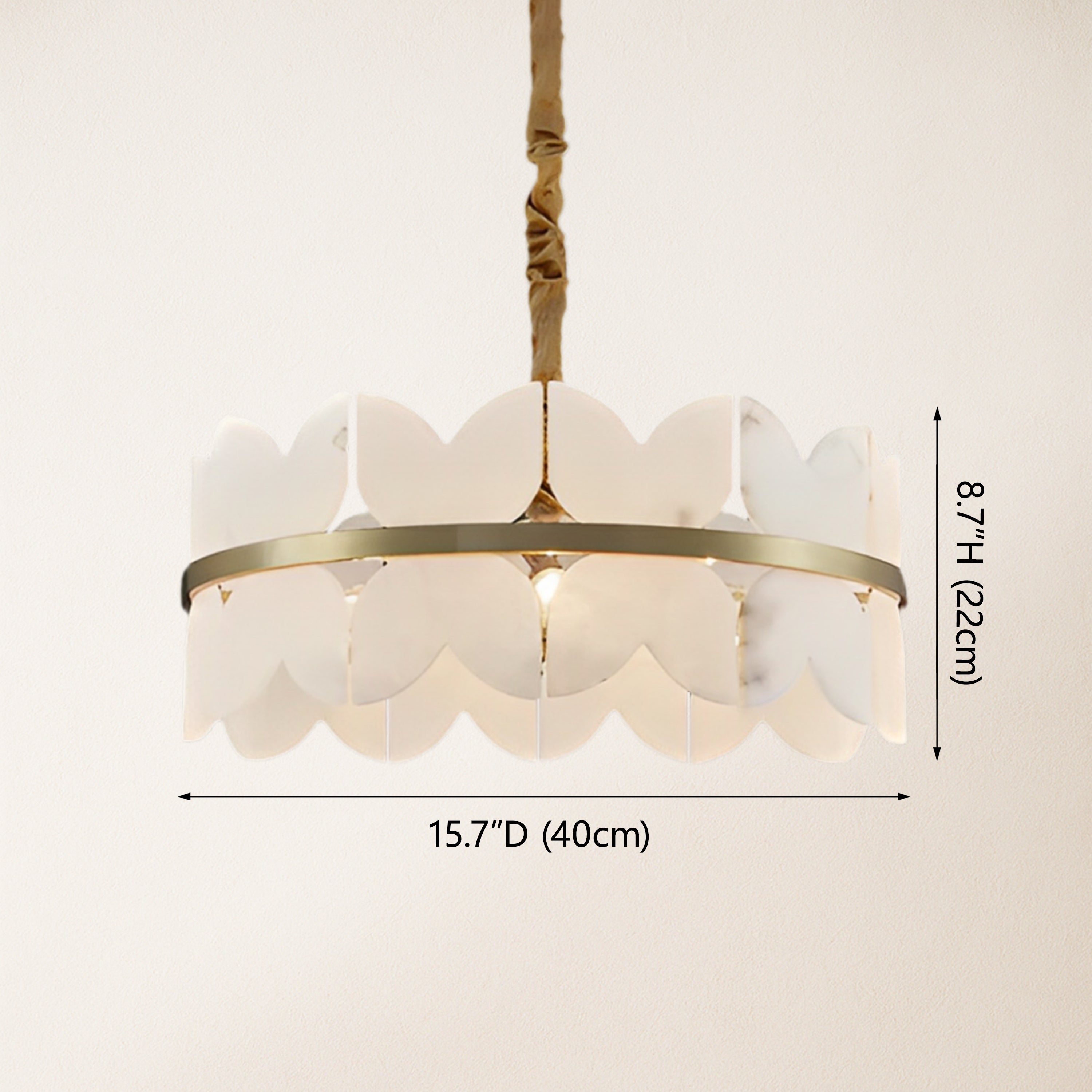 Cloudscape Alabaster Brass 1-Layer Chandelier 40cm D