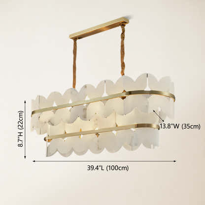 Cloudscape Alabaster 2-Tier Brass Chandelier 100cm