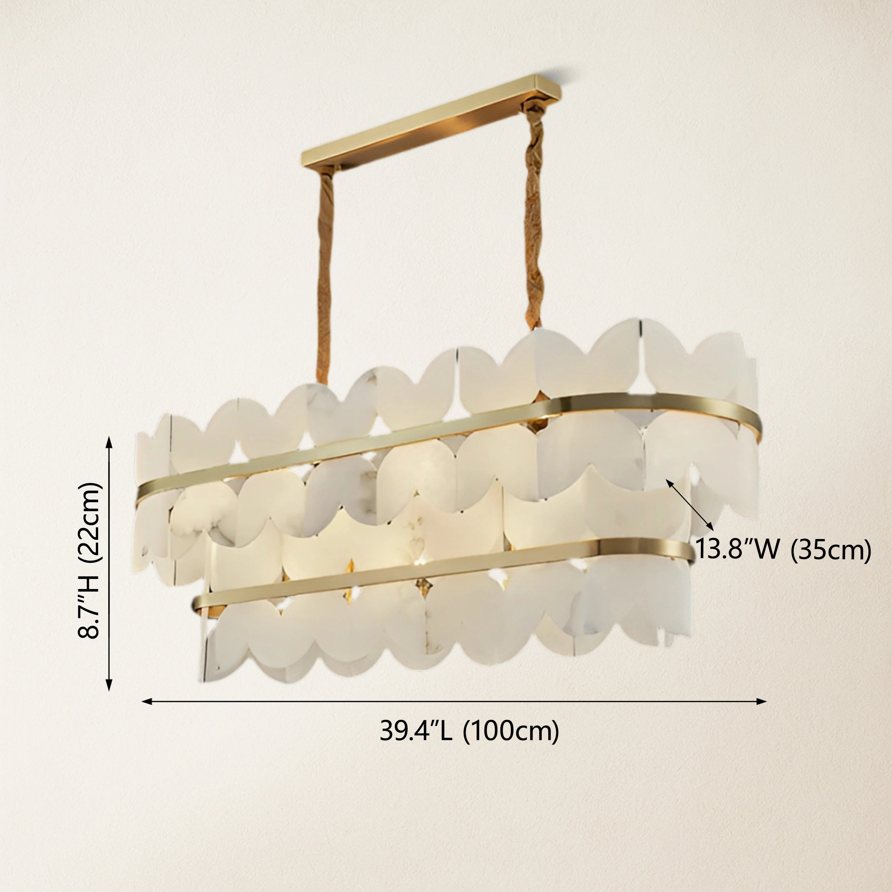 Cloudscape Alabaster 2-Tier Brass Chandelier 100cm
