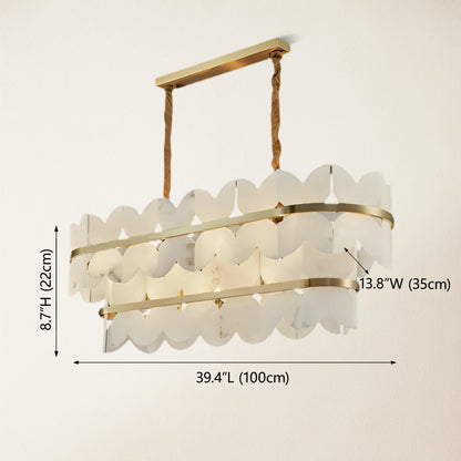Cloudscape Alabaster 2-Tier Brass Chandelier 100cm