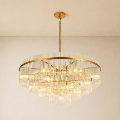 Elyndra Glass Rod Tiered Round Chandelier 30" 40" 50"D