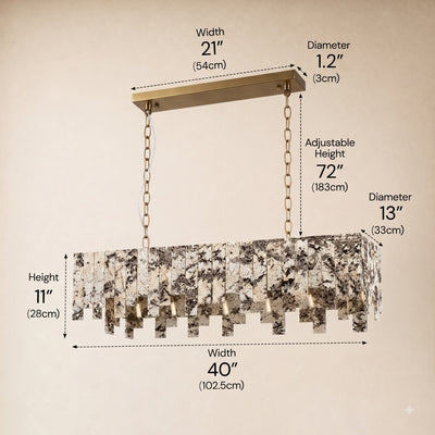 Pietra Quartzite Rectangular Linear Chandelier 36" 40"W