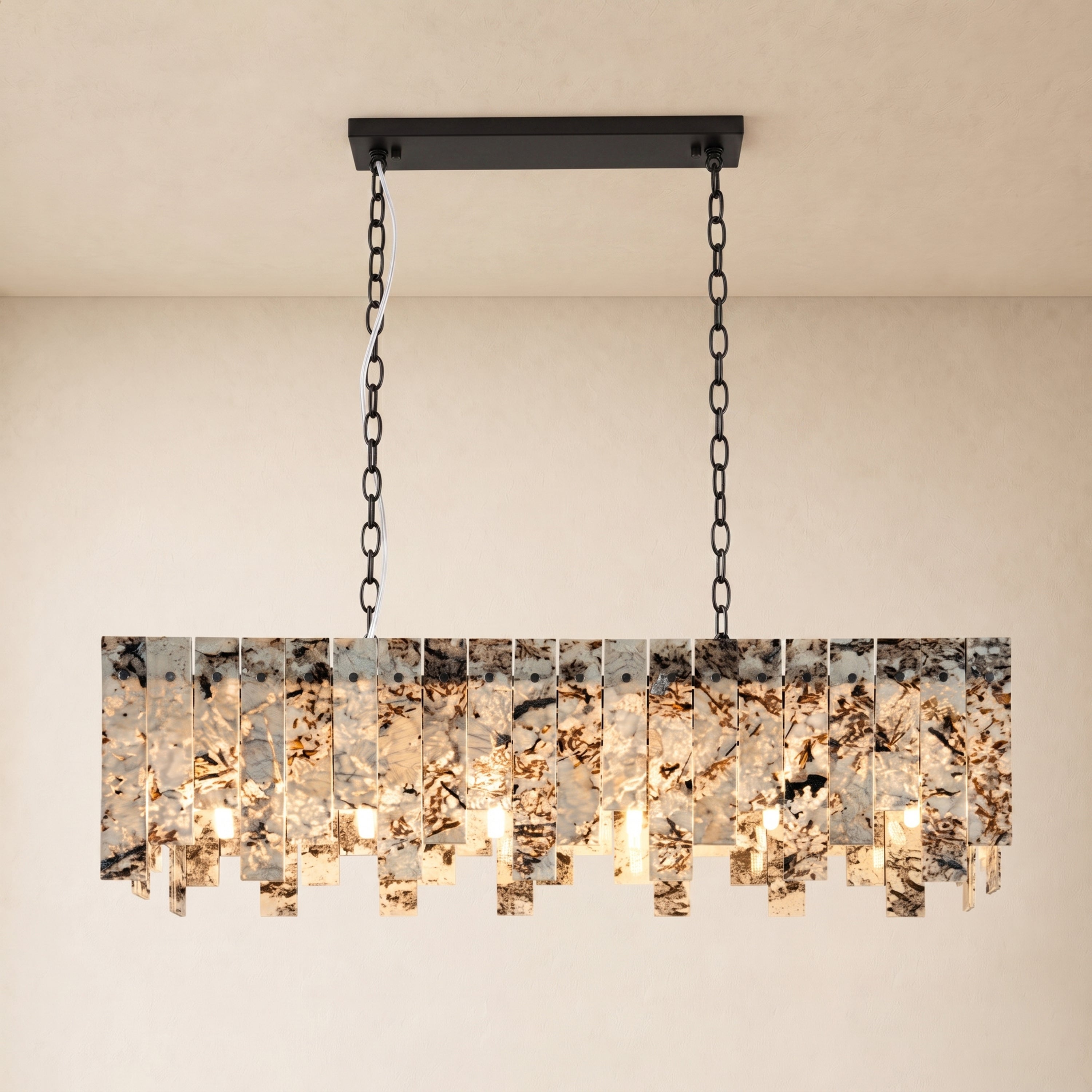 Pietra Quartzite Rectangular Linear Chandelier 36" 40"W