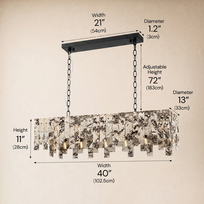 Pietra Quartzite Rectangular Linear Chandelier 36" 40"W