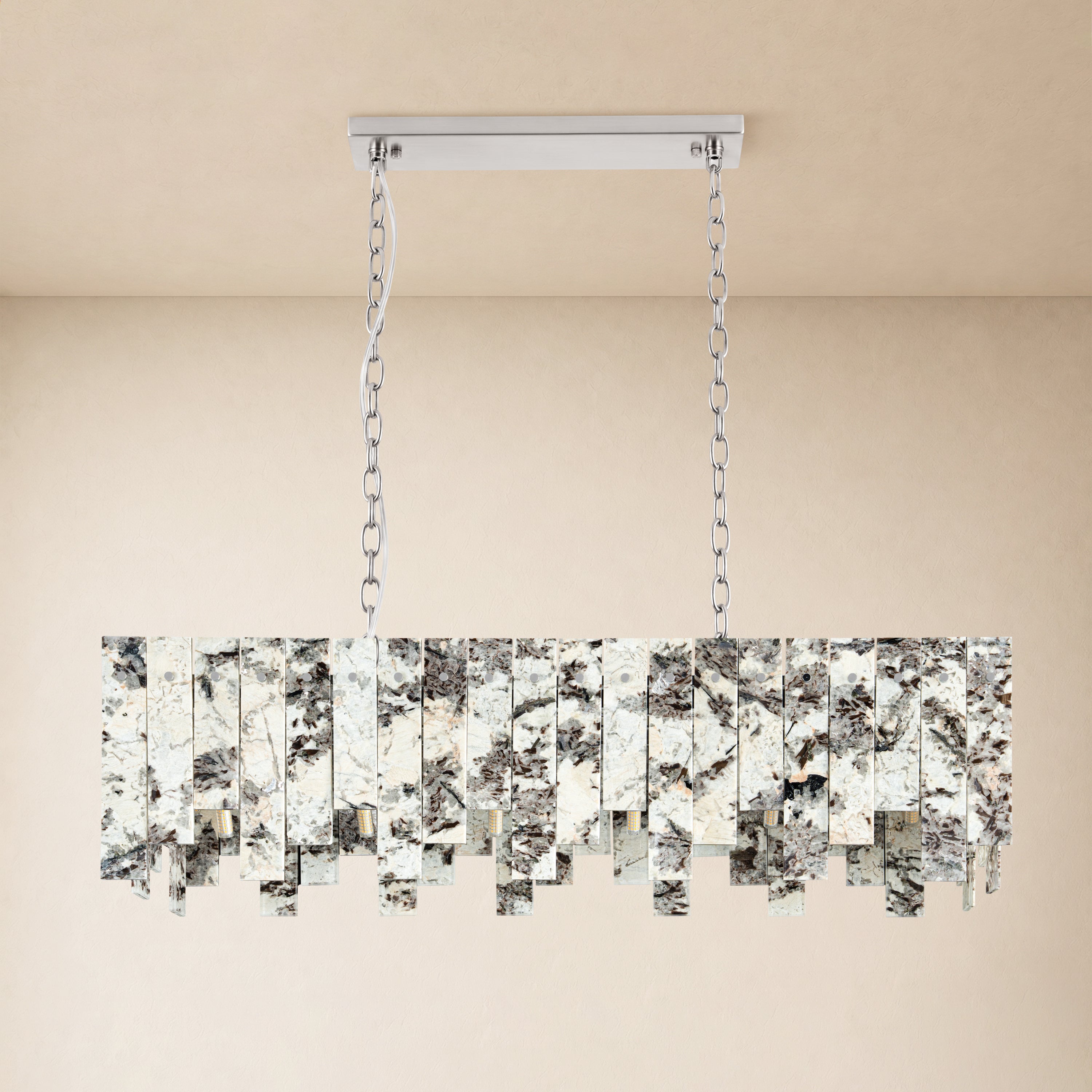 Pietra Quartzite Rectangular Linear Chandelier 36" 40"W