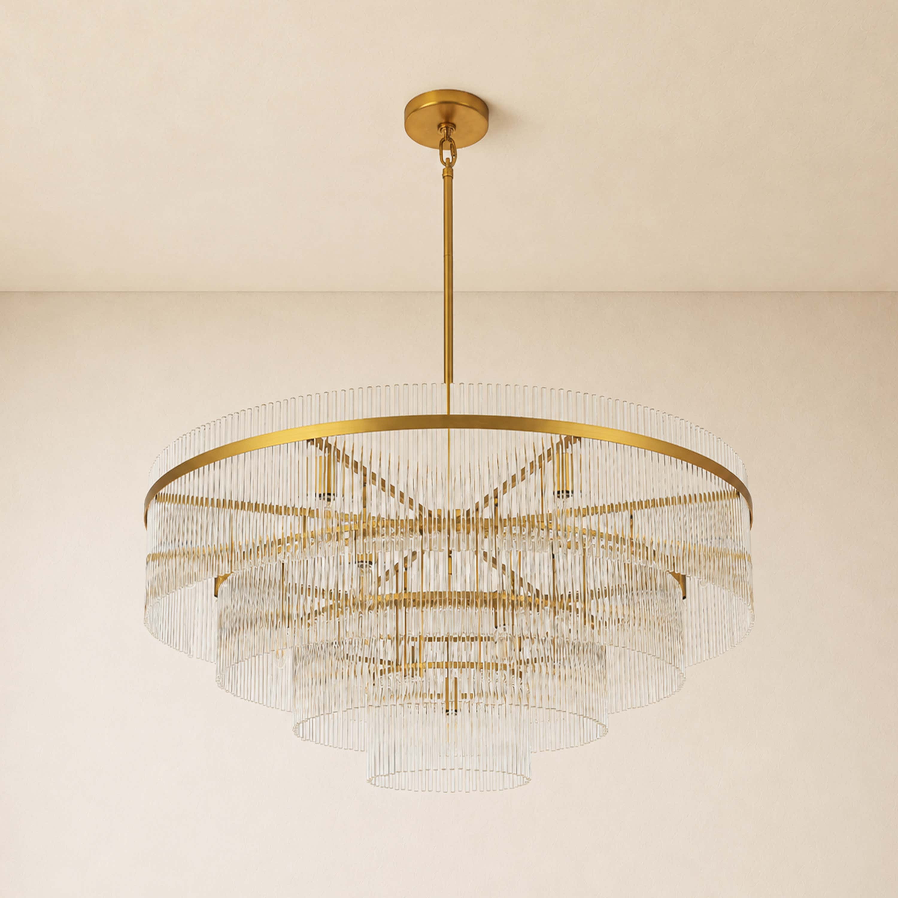 Elyndra Glass Rod Tiered Round Chandelier 30" 40" 50"D