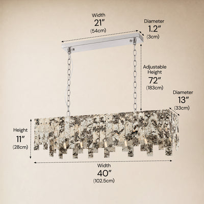 Pietra Quartzite Rectangular Linear Chandelier 36" 40"W