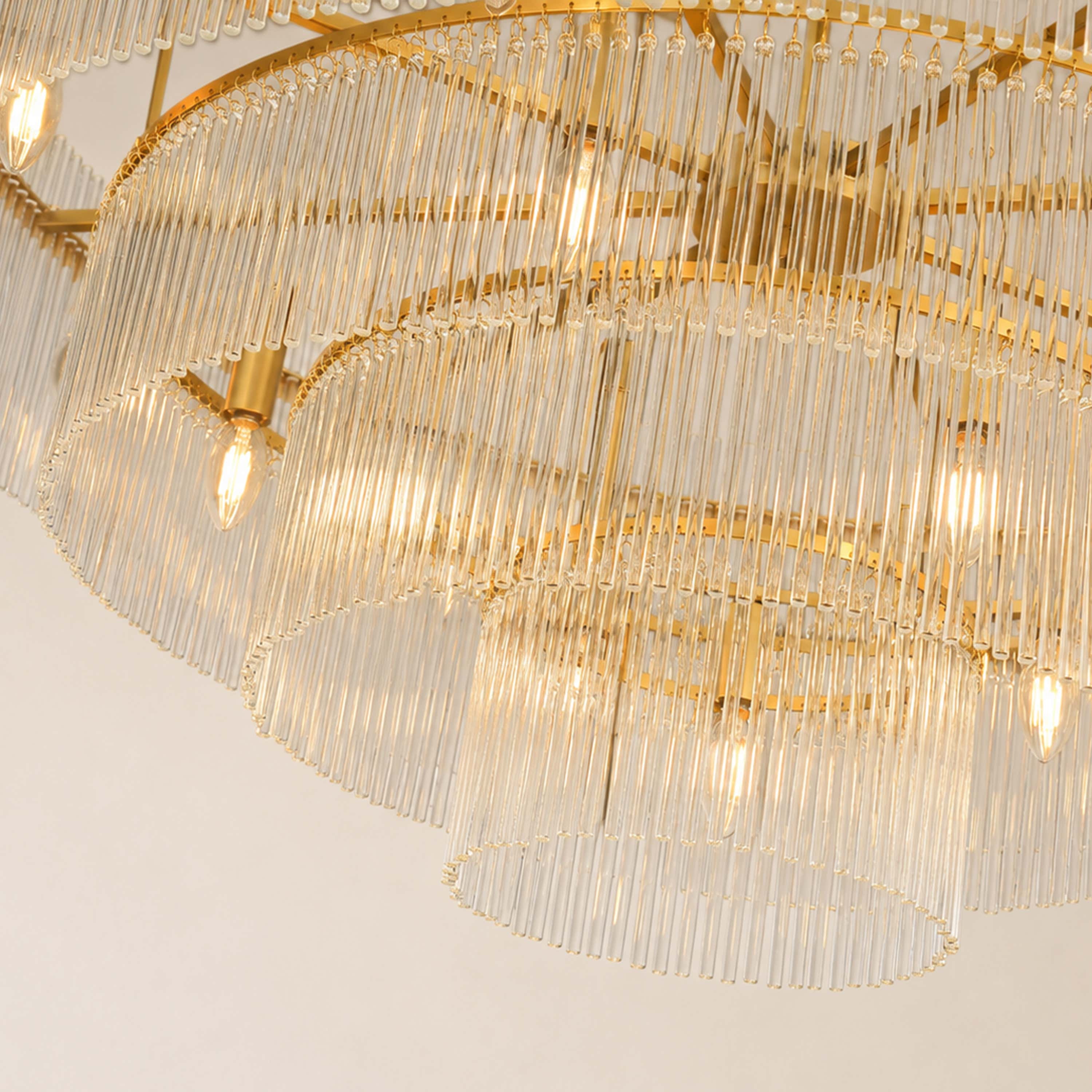 Elyndra Glass Rod Tiered Round Chandelier 30" 40" 50"D
