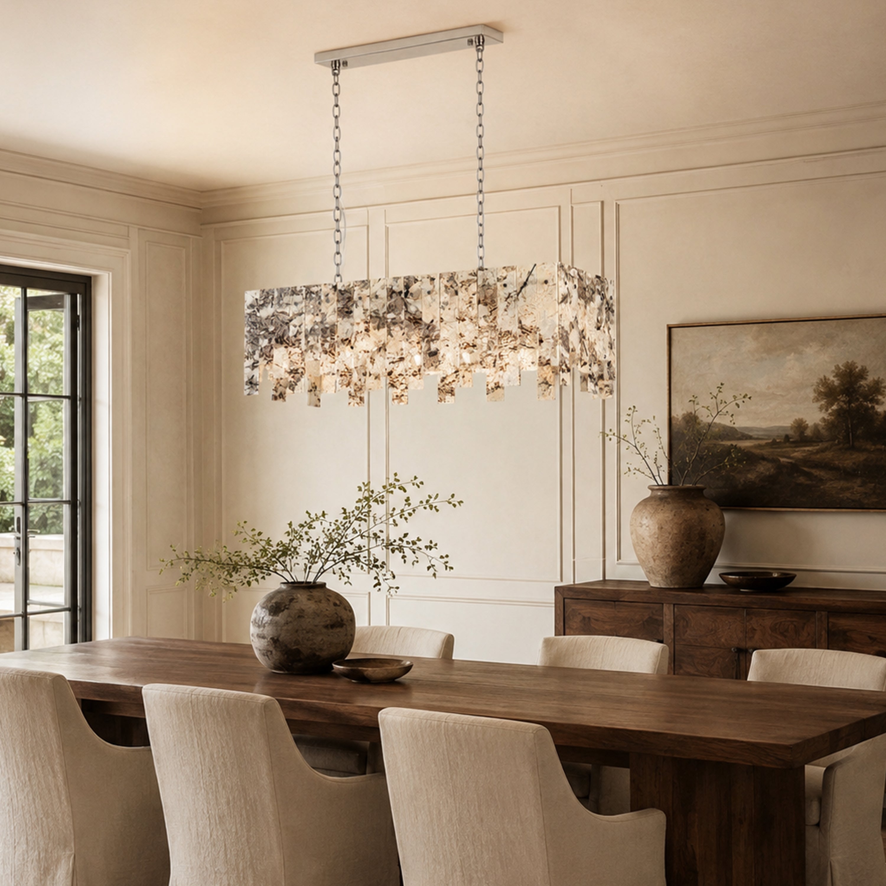 Pietra Quartzite Rectangular Linear Chandelier 36" 40"W