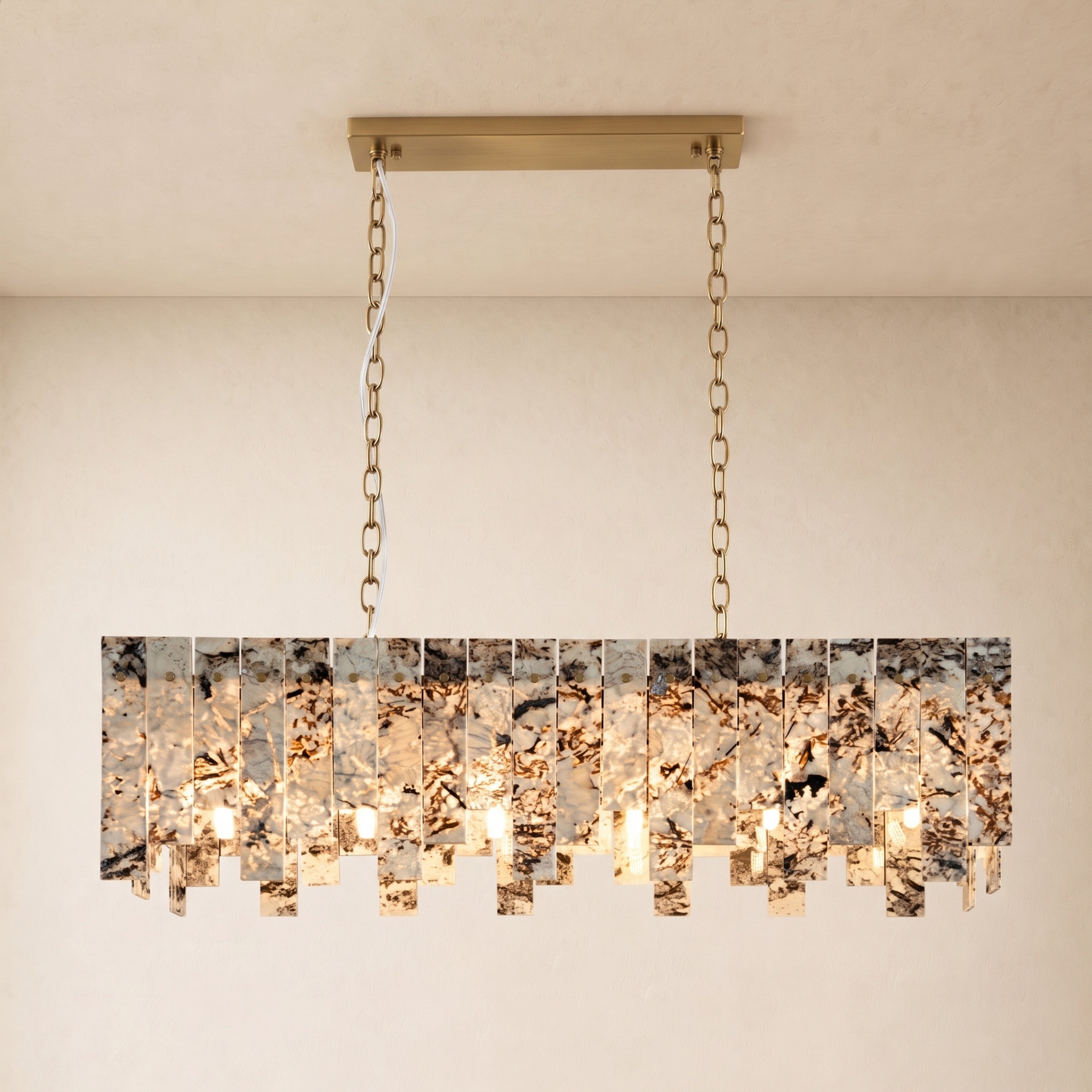 Pietra Quartzite Rectangular Linear Chandelier 36" 40"W