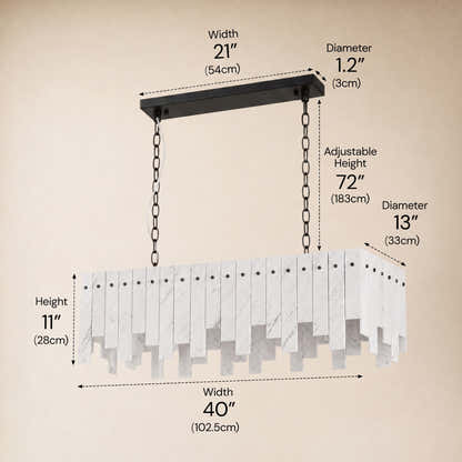 Pietra White Marble Rectangular Chandelier 36" 40"W