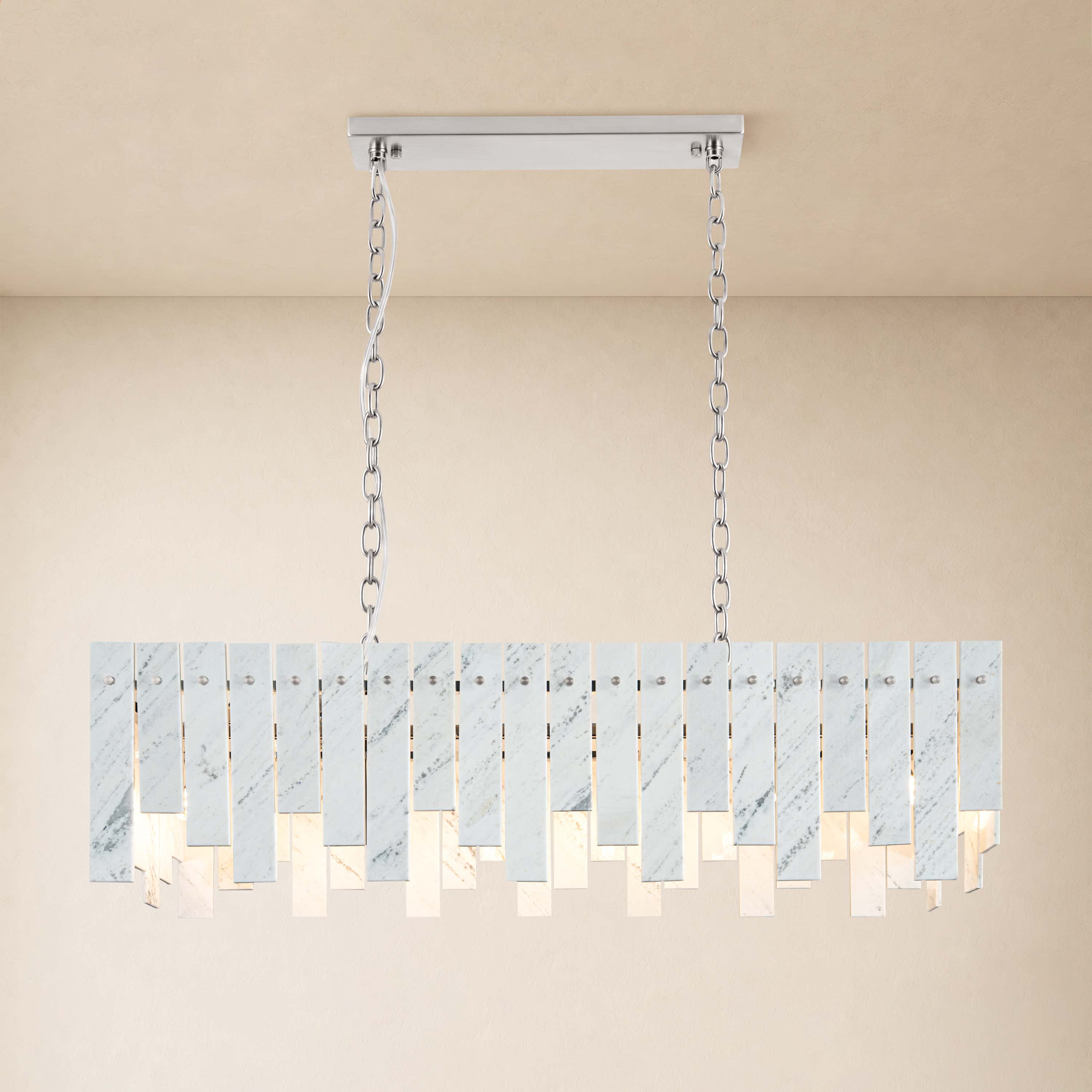 Pietra White Marble Rectangular Chandelier 36" 40"W