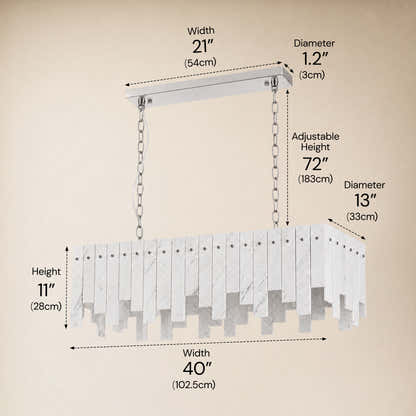 Pietra White Marble Rectangular Chandelier 36" 40"W