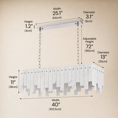 Pietra Porcelain White Marble Rectangular Chandelier 36" 40"W