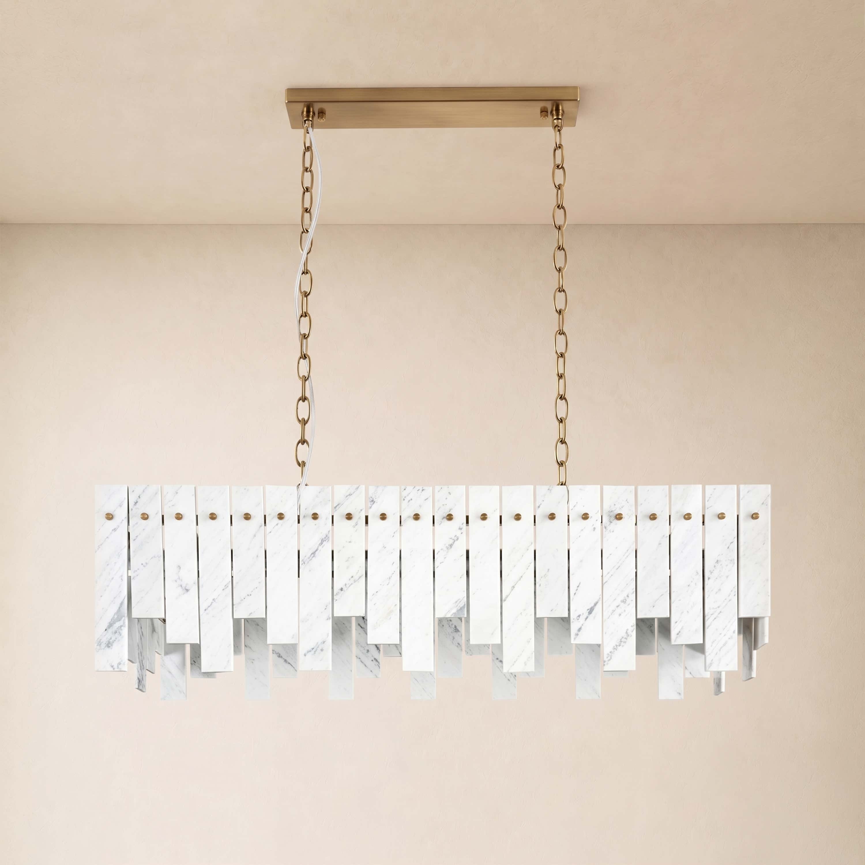 Pietra White Marble Rectangular Chandelier 36" 40"W