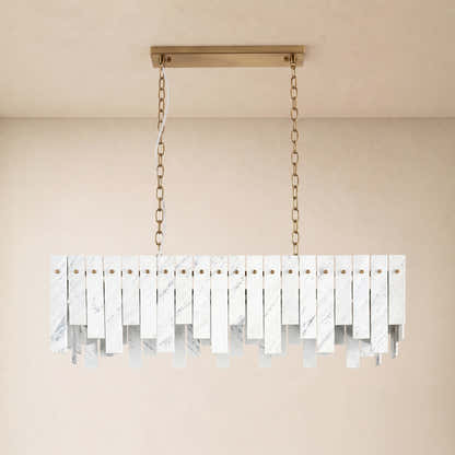 Pietra White Marble Rectangular Chandelier 36" 40"W