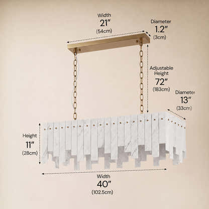 Pietra White Marble Rectangular Chandelier 36" 40"W