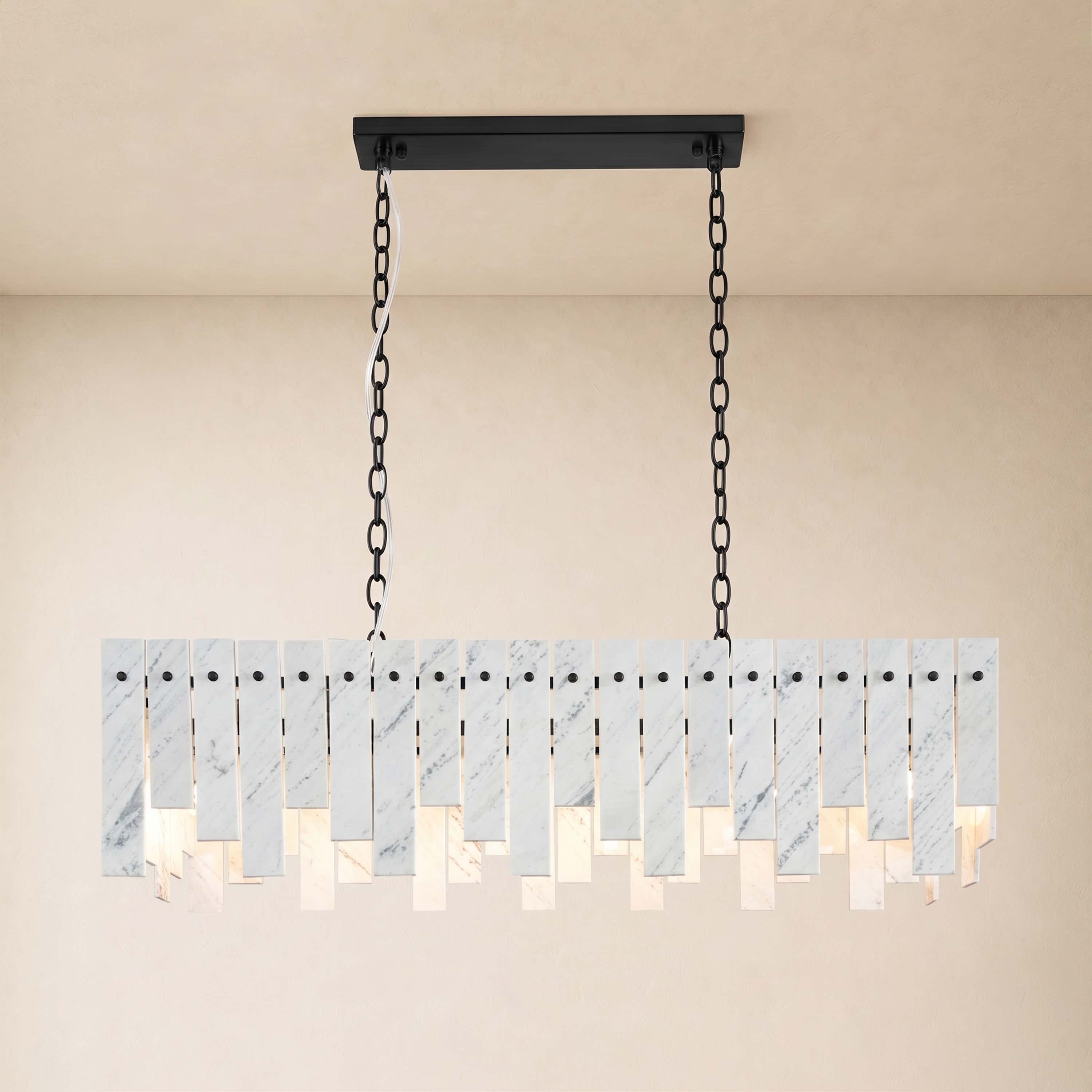 Pietra White Marble Rectangular Chandelier 36" 40"W