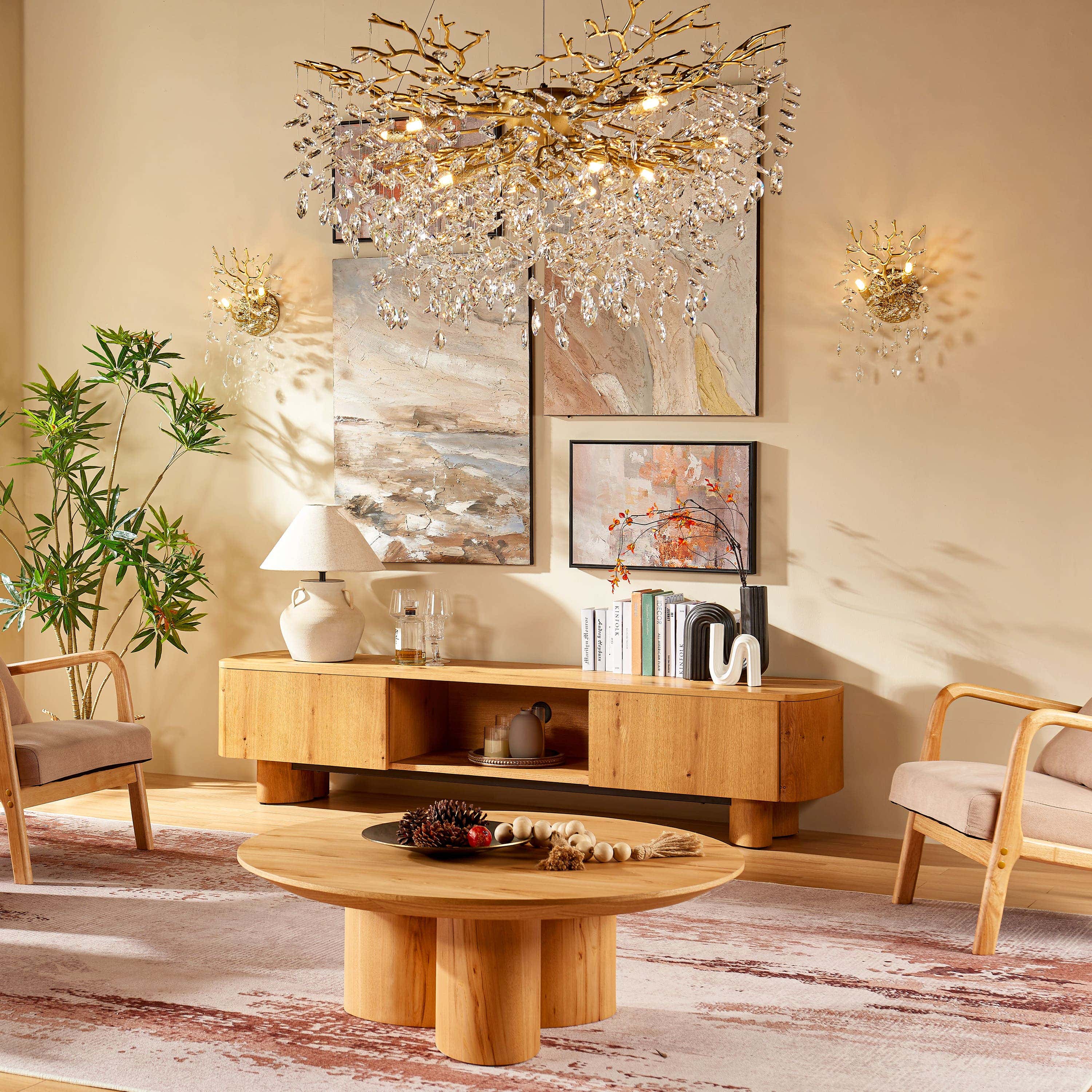 Frostleaf Crystal Cascade Branch Round Chandelier 76cm