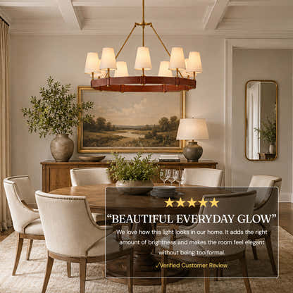 Corvella Leather Custom Round Chandelier 48" 60"W