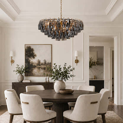 Celestial Drop Smoked Crystal Round Chandelier 31.4"D