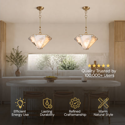 Pietra White Marble Hexagonal Lantern Pendant 15.7"D