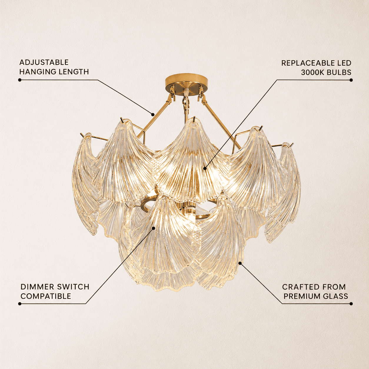 Marivelle Shell Glass Round Chandelier