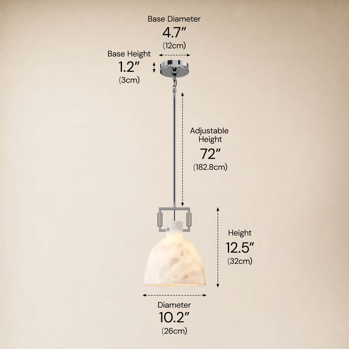 Lioren Resin Dome Pendant Light 10.2"D dimensions 1