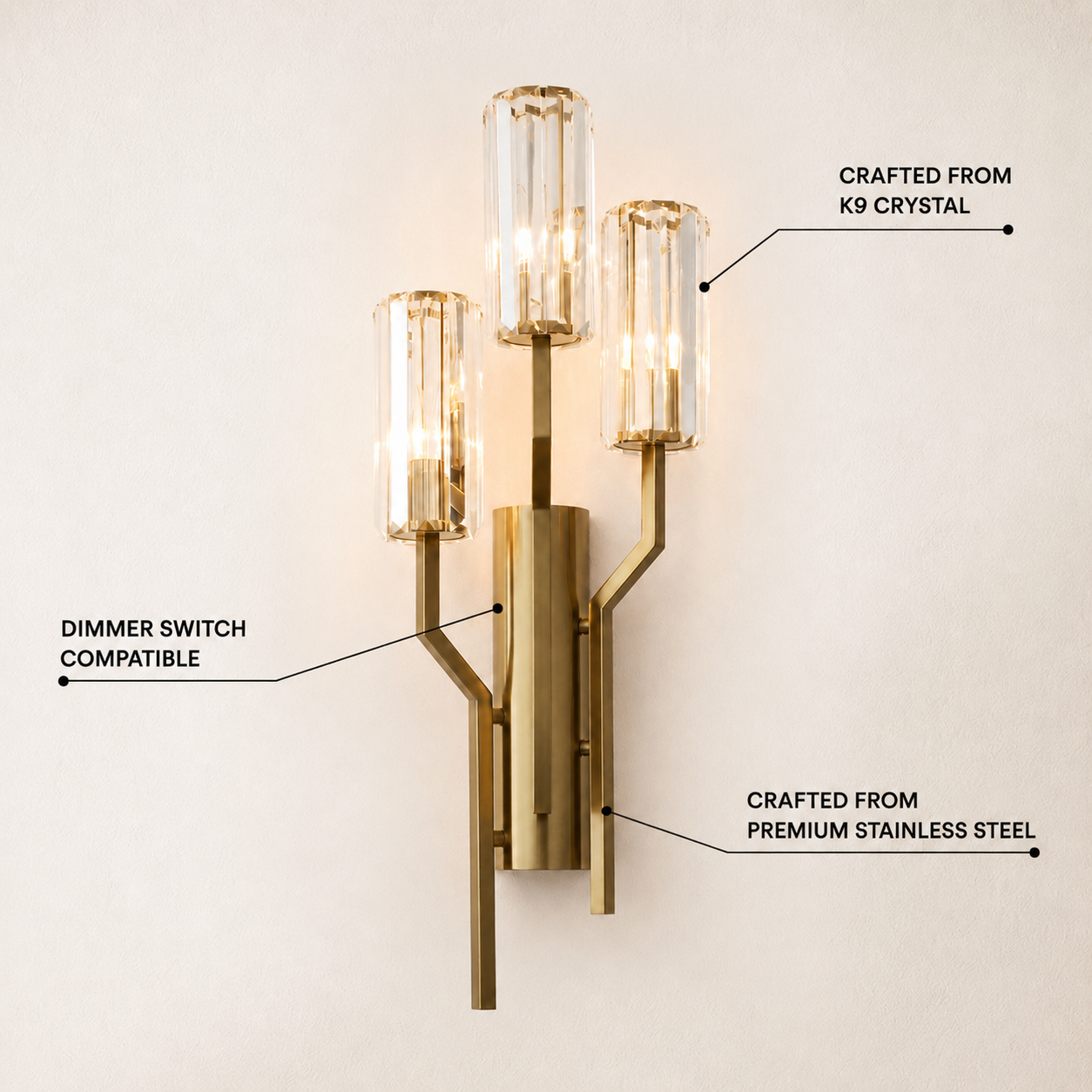 Zylia Crystal Cascading Wall Sconce