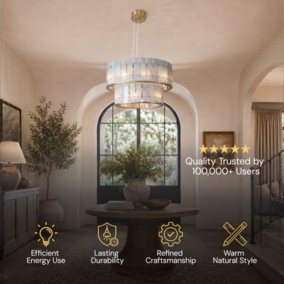 Pietra Blude Marble Two-Tier Round Chandelier 25.5"D