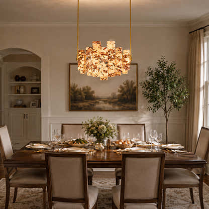 Pietra Amber Marble Panel Chandelier 27.5"W