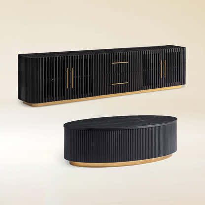 Holton Oak Media Console And Coffee Table Set