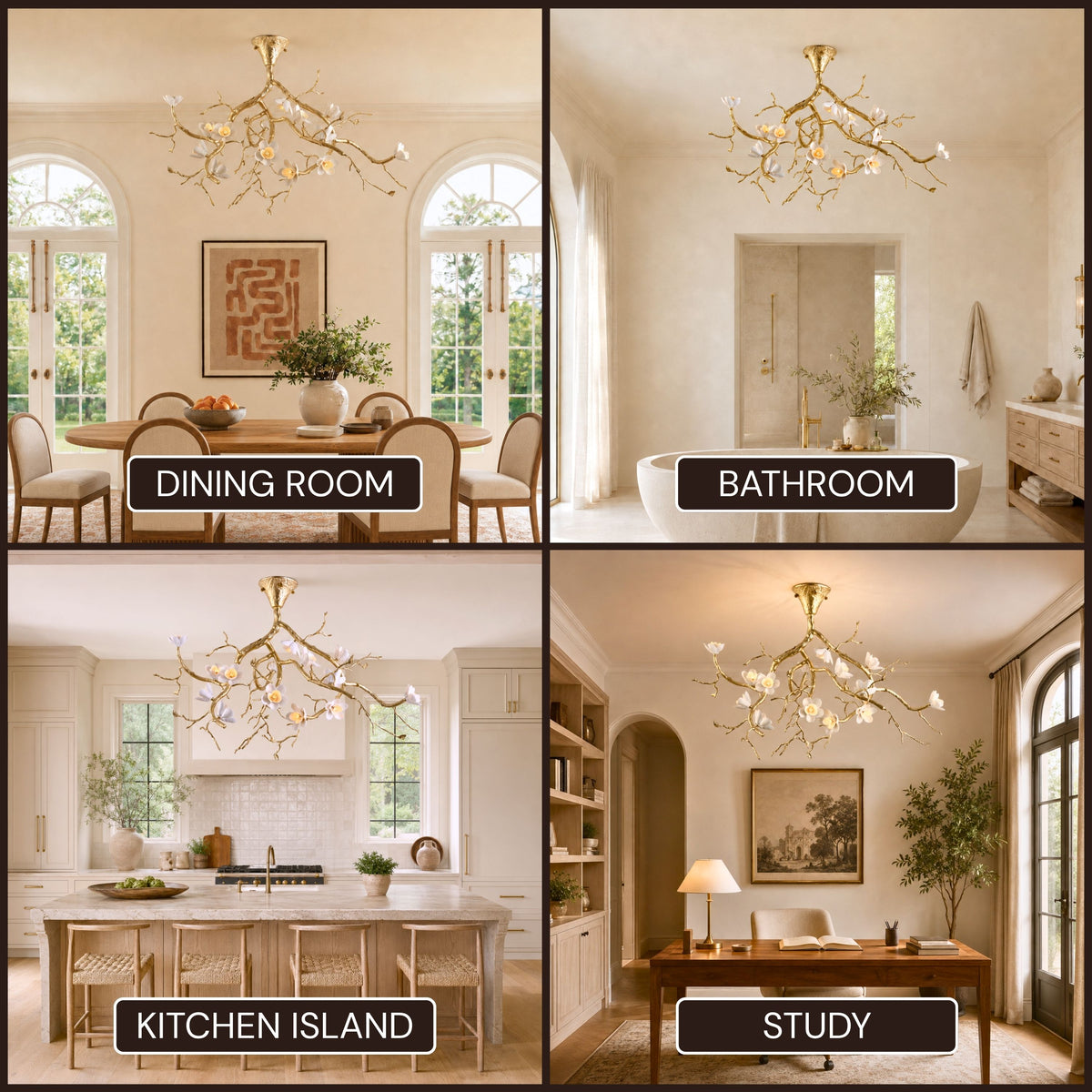 Floravine Ceramic Branch Chandelier 47.2"W