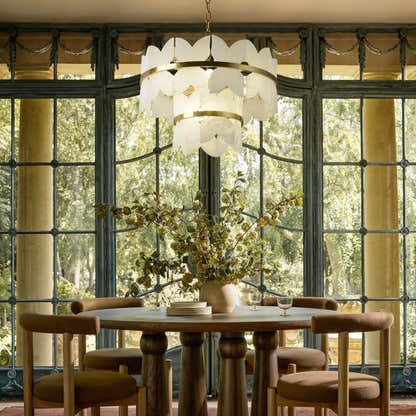 Cloudscape Alabaster Brass 2-Layer Chandelier 55cm D