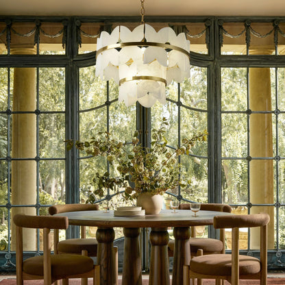 Cloudscape Alabaster Brass 2-Layer Chandelier 55cm D