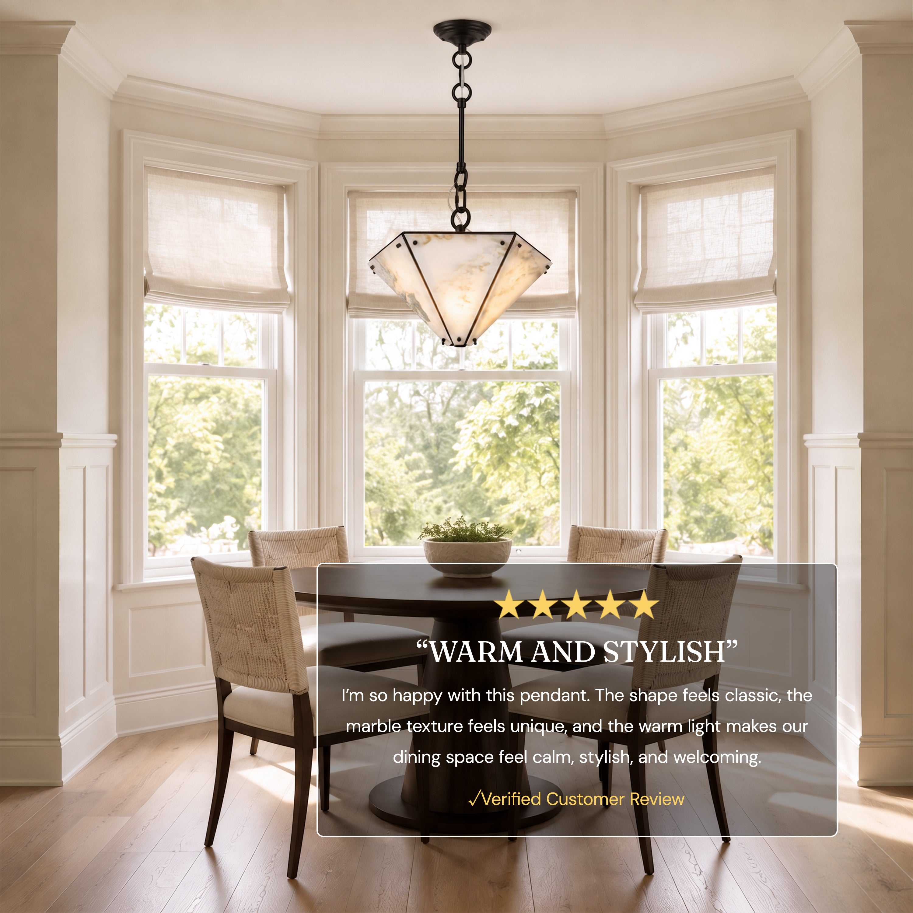 Pietra White Marble Hexagonal Lantern Pendant 15.7"D