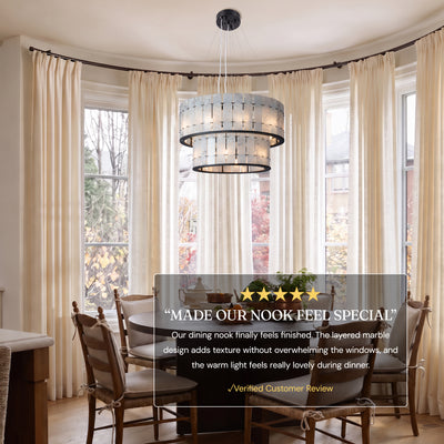 Pietra Blude Marble Two-Tier Round Chandelier 25.5"D