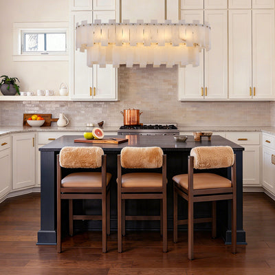 Nivislight Alabaster 2-Tier Rectangular Chandelier 101cm D