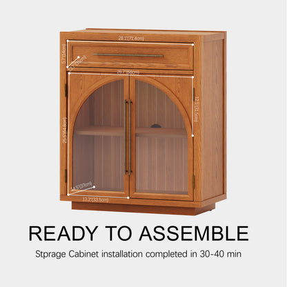 Alvar Arched 32" Oak Storage Cabinet with Drawers