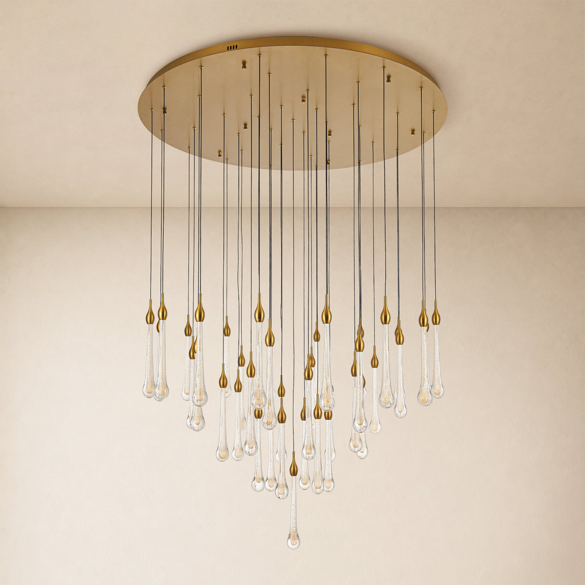 Olivene Glass Teardrop Round Chandelier 48"D 