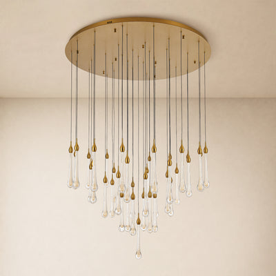 Olivene Glass Teardrop Round Chandelier 48"D 