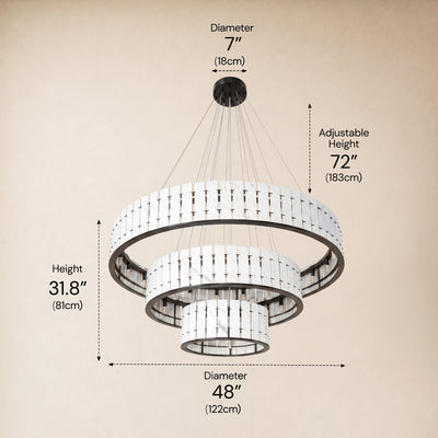 Pietra Porcelain White Marble Tiered Round Chandelier 49"D