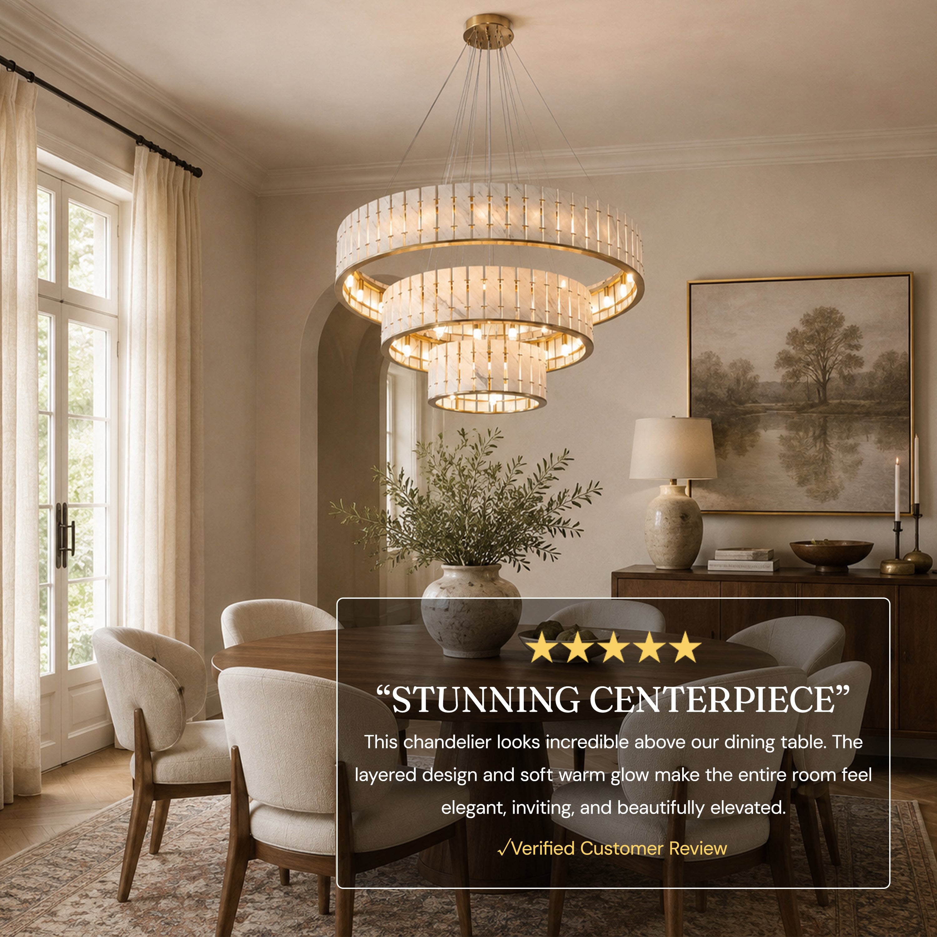 Pietra Marble Tiered Round Chandelier 49"D