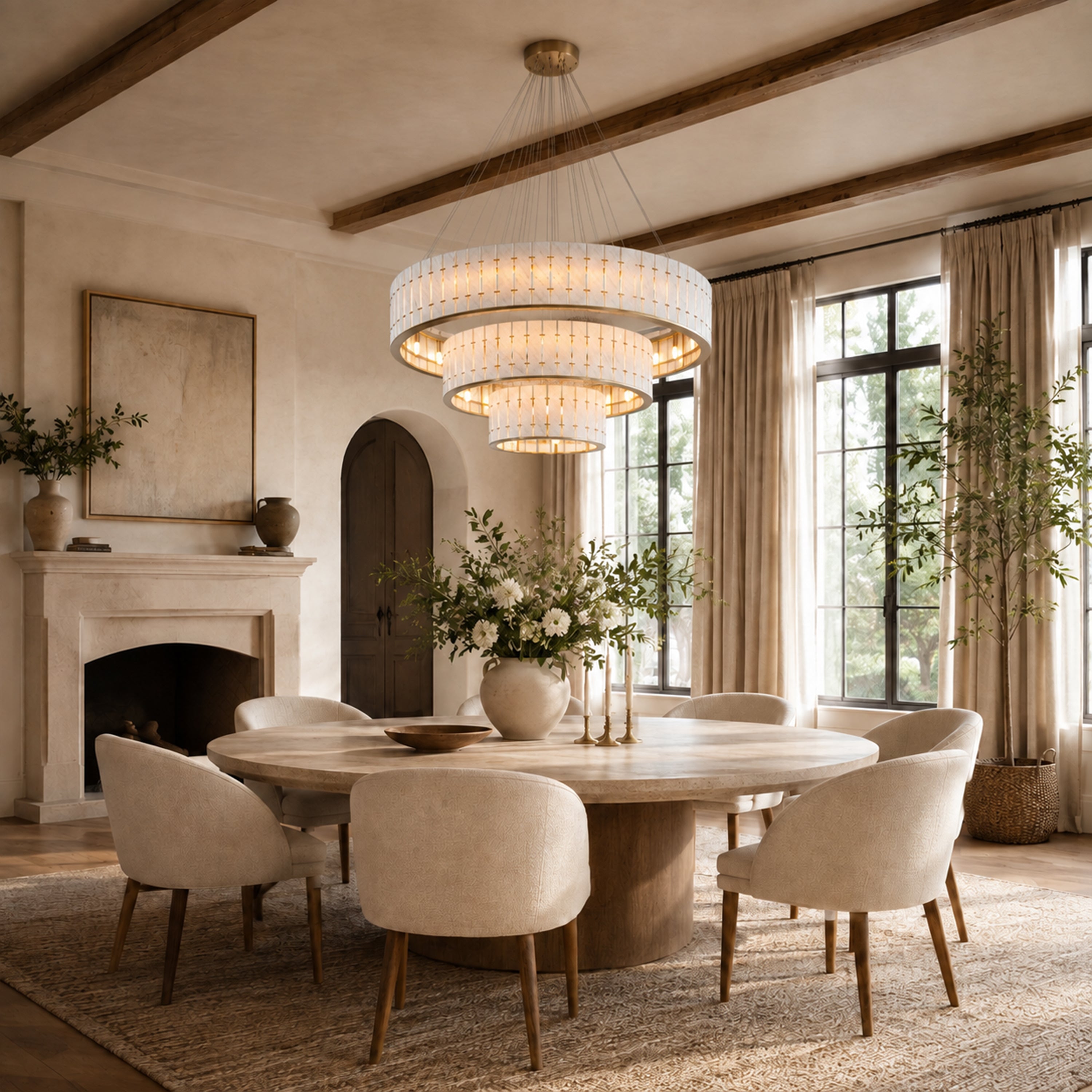 Pietra Marble Tiered Round Chandelier 49"D
