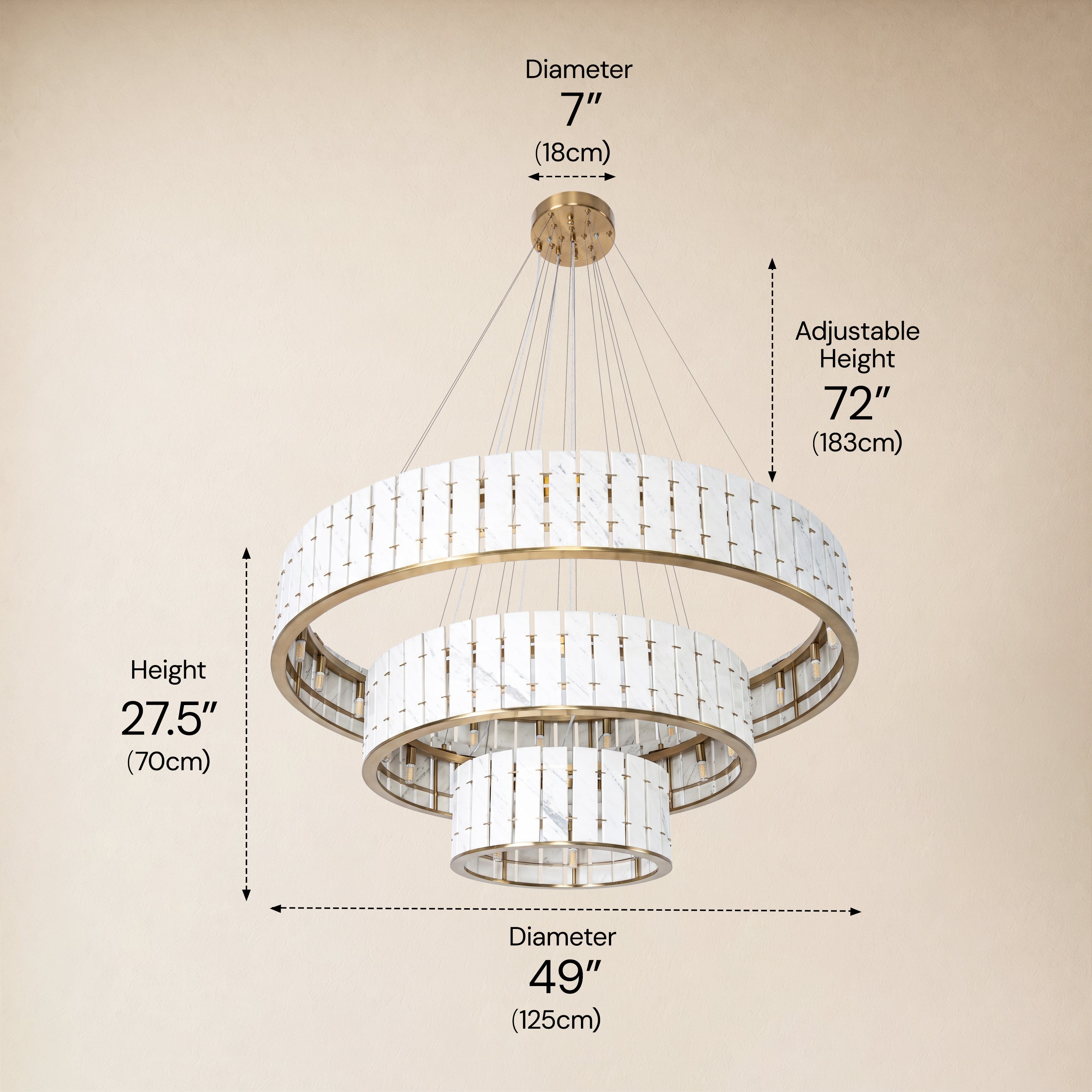 Pietra Marble Tiered Round Chandelier 49"D