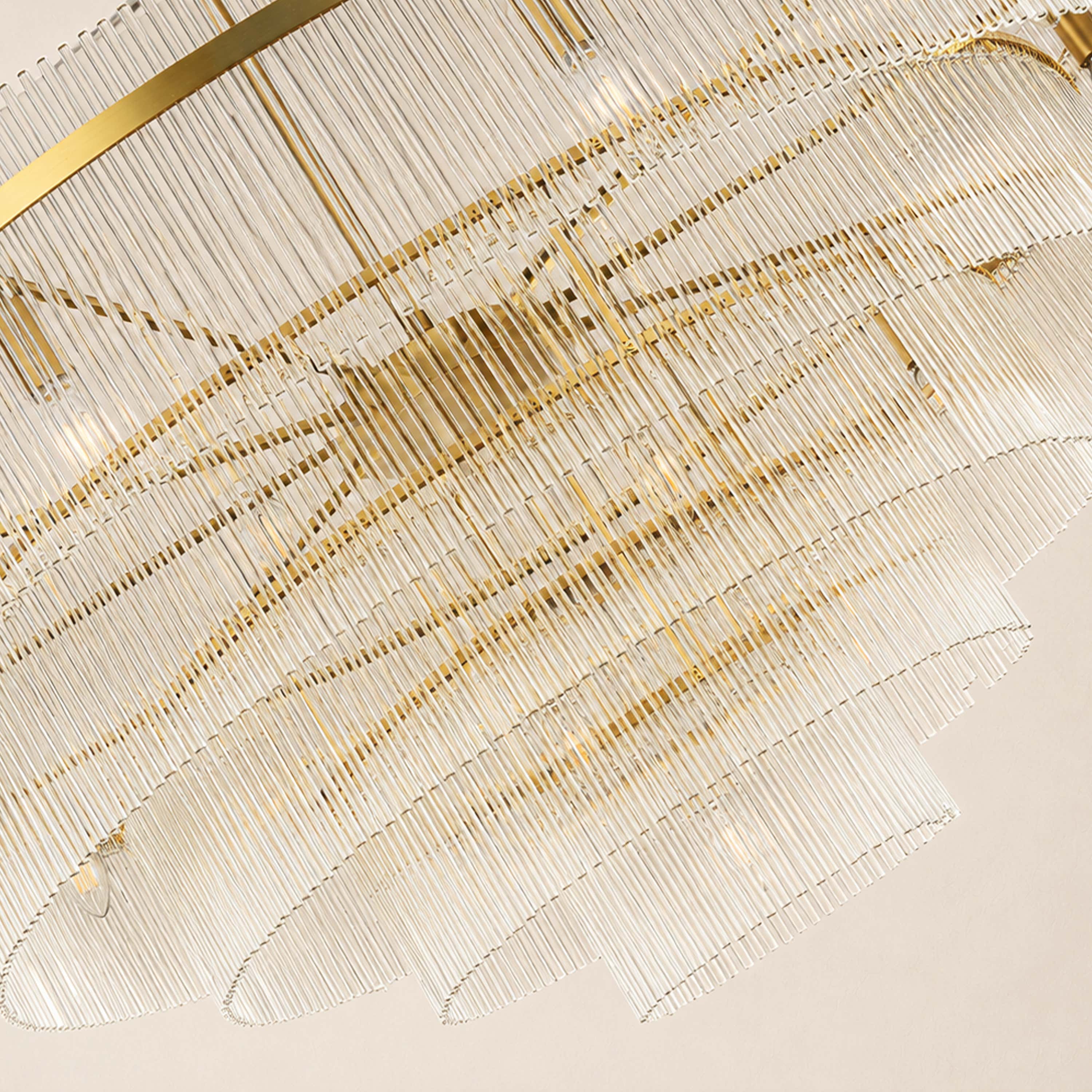 Elyndra Glass Rod Tiered Round Chandelier 30" 40" 50"D