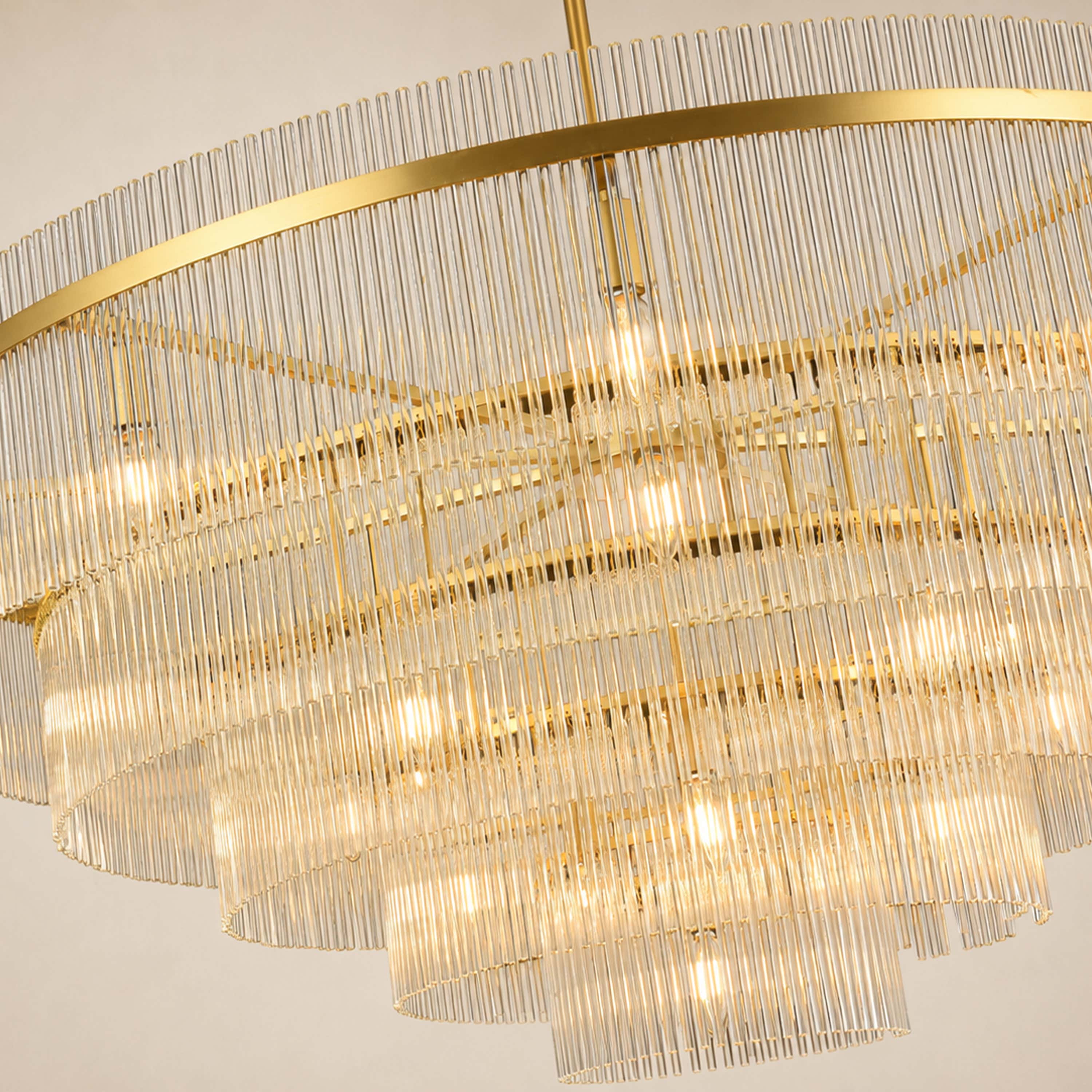 Elyndra Glass Rod Tiered Round Chandelier 30" 40" 50"D